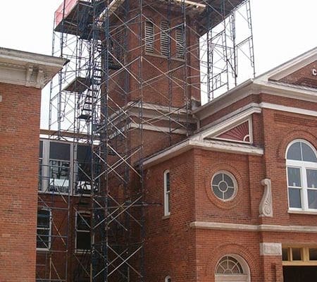 Scaffolding for tower restoration