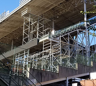 Wrigley Field Stadium stands with scaffolding